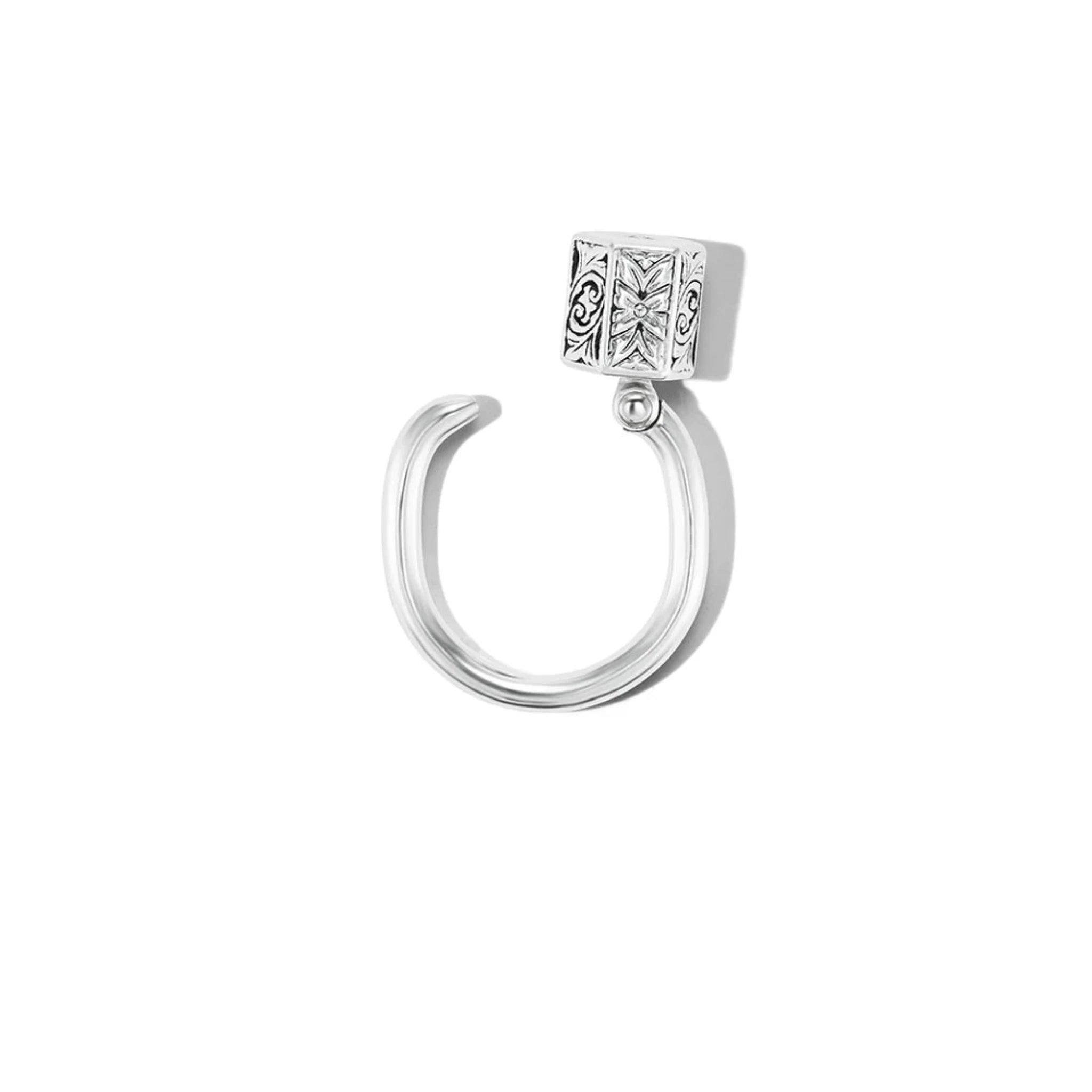 Marla Aaron Sterling Silver Embossed Chubby Trundle Lock Ring - Elegant Jewelry for Everyday Wear & Special Occasions