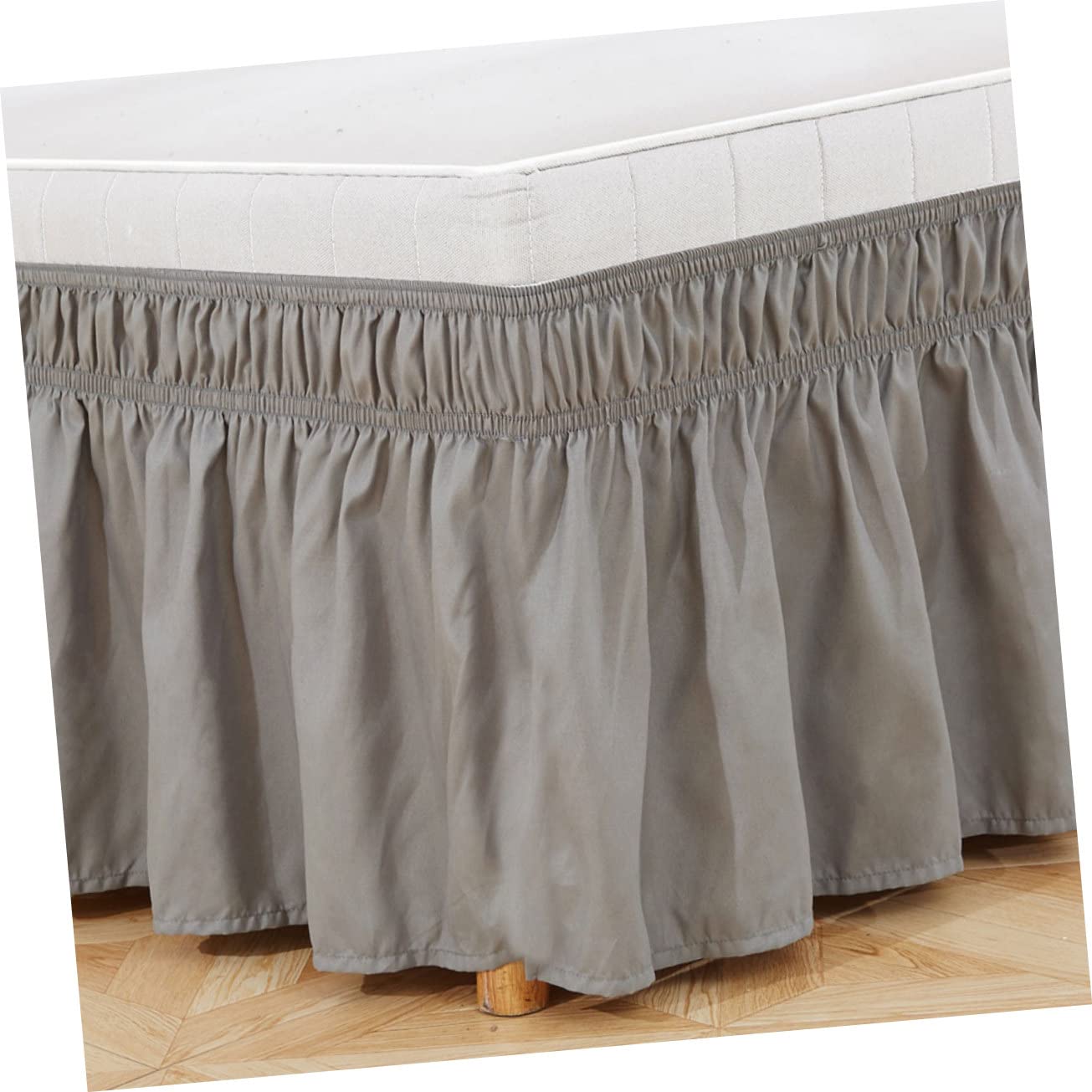Holibanna Elastic Pleated Corner Bed Skirt - Adjustable Bed Valance & Bed Curtain for Queen/King Size Beds - Perfect for Bedroom Decor, Guest Rooms & Hotel Styling
