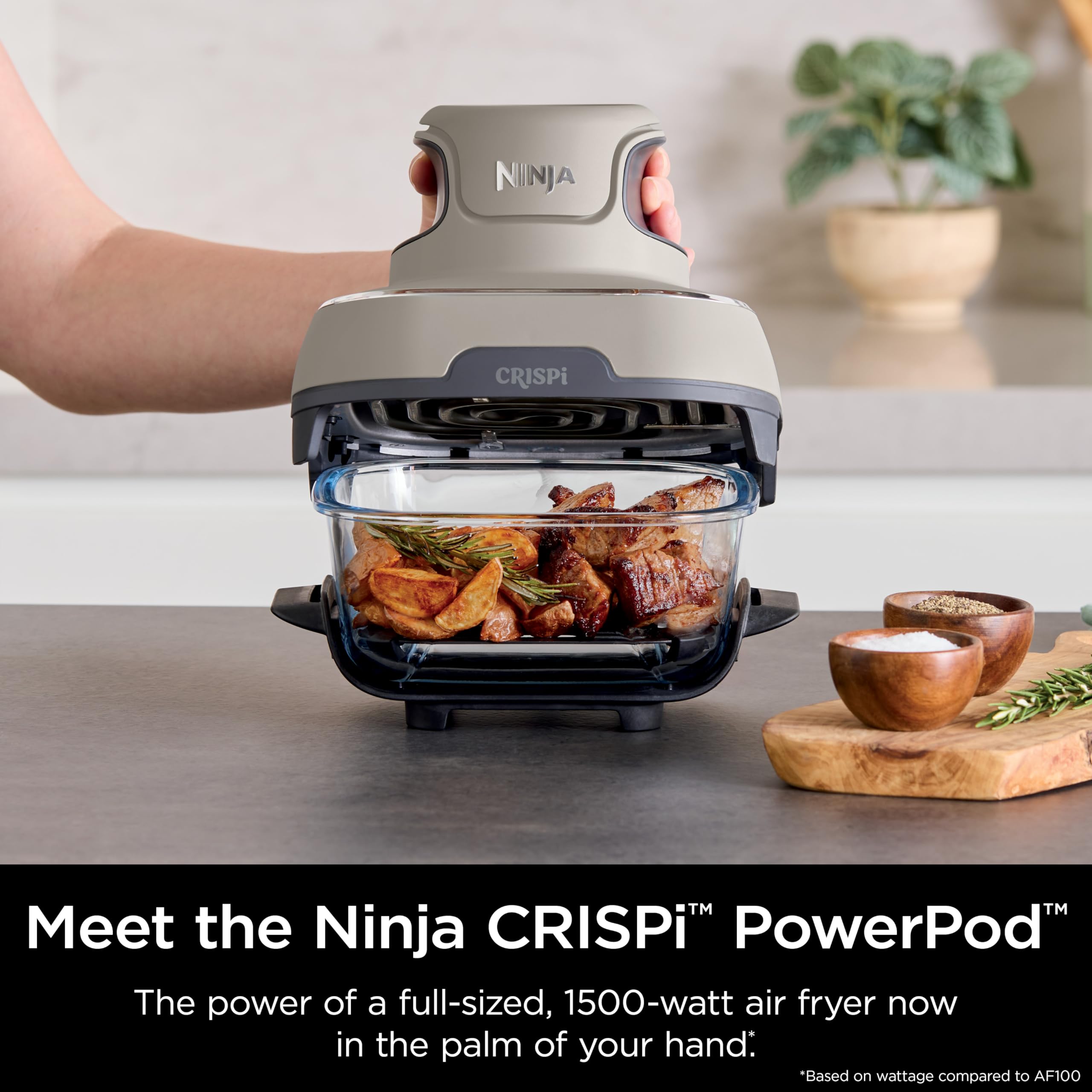 Ninja Crispi Air Fryer - 4QT & 6 Cup Glass Containers with Lids | Microwave, Freezer & Dishwasher Safe | Non-Toxic Portable Cooking System for Air Frying, Baking & Meal Prep | Perfect for Small Kitchens, Dorms & RV Cooking