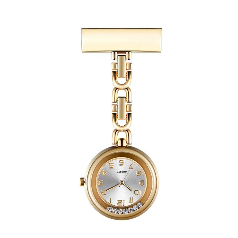 Stylish Clip-On Nurse Pocket Watch - Metal Hanging Watch with Rhinestone Fob for Women Nurses | Perfect for Medical Professionals & Healthcare Workers | Great Gift for Nursing Students & Graduates
