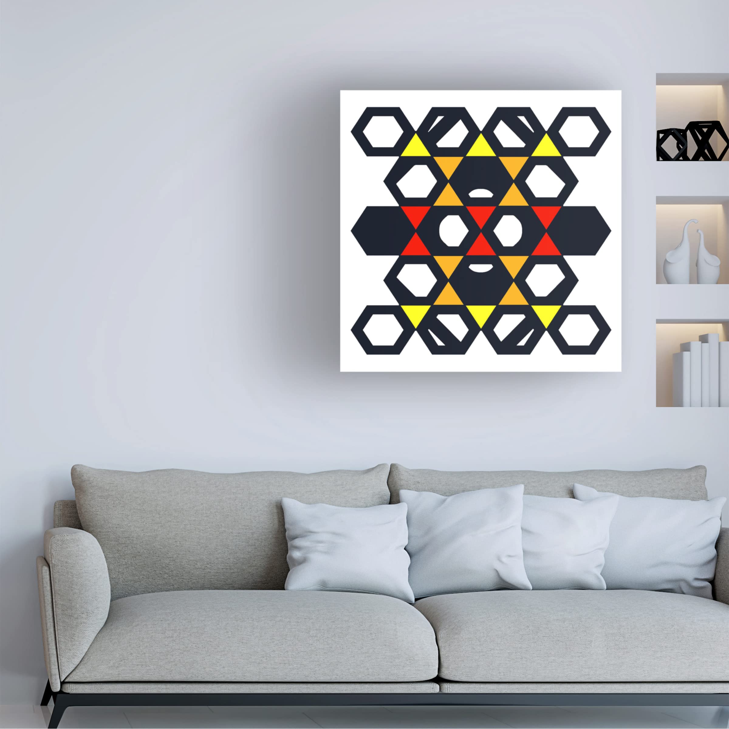 Hexagon Pattern 24 Abstract Canvas Wall Art Print by Richard Homawoo - Modern Home & Office Decor for Living Room, Bedroom