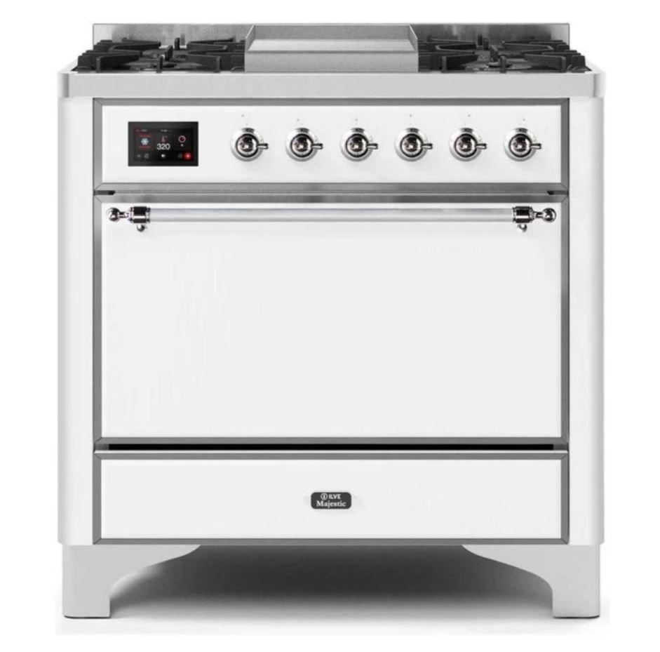 ILVE 36 Inch Majestic II Series Natural/Propane Gas Cooktop with 6 Sealed Burners & Electric Oven - Stainless Steel Range (UM09FDQNS3) - Perfect for Home Kitchens, Restaurants, and Culinary Enthusiasts