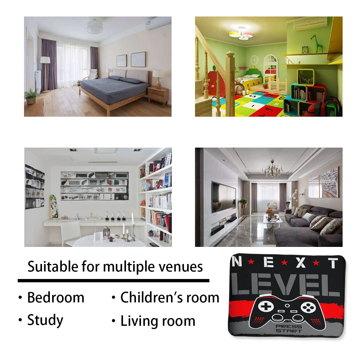 Premium Washable Gaming Room Rug for Video Gamers - 59x79 inches (150x200cm) - Perfect for Bedroom, Living Room & Game Area Decor