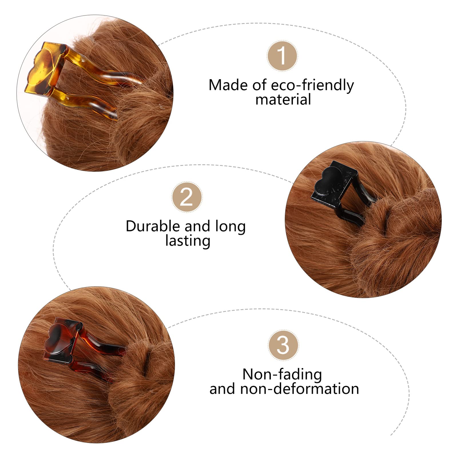Beaupretty 3Pcs U-Shape Hair Clips - French Twist Resin Hairpins for Women, Durable Wavy Hair Accessories, Spiral Grip Hair Styling Pins for Updos, Buns & Wedding Hairstyles
