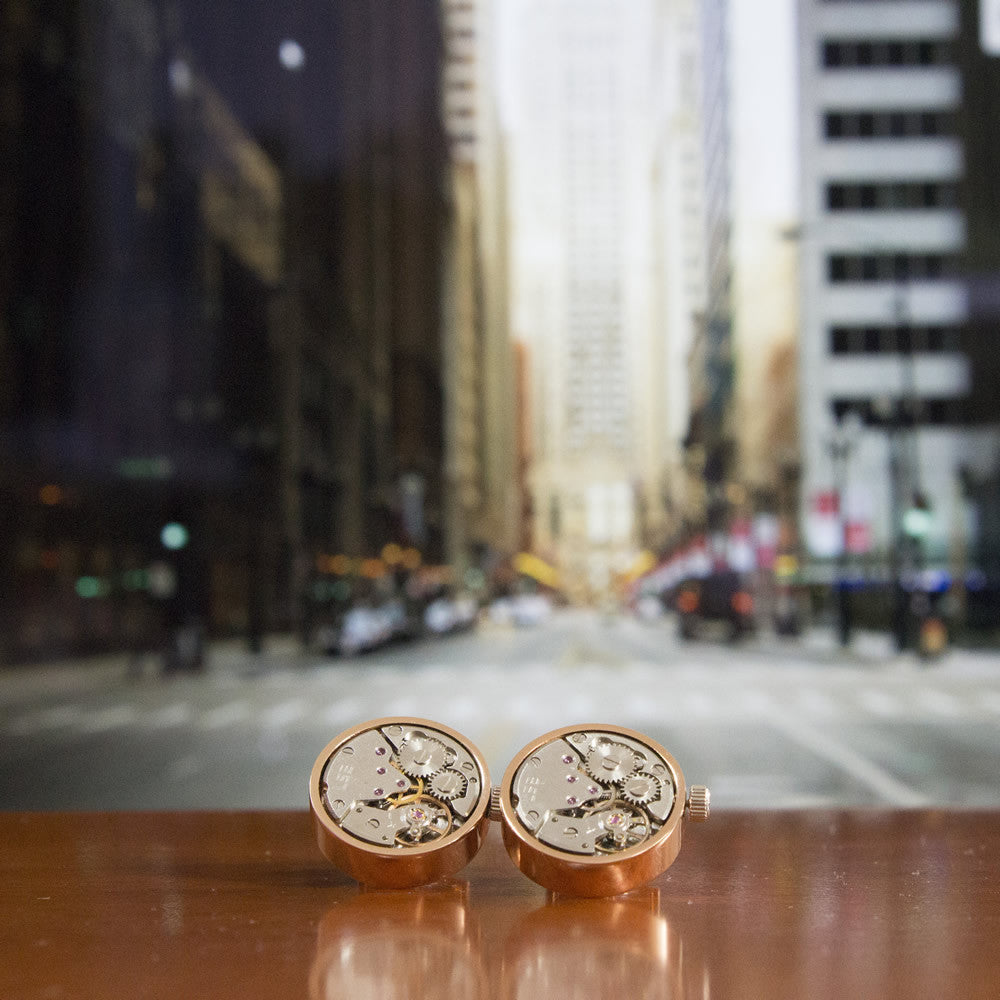 KingCuffs Premium Round Watch Movement Cufflinks for Men - Elegant Dress Accessories for Weddings, Business & Formal Events