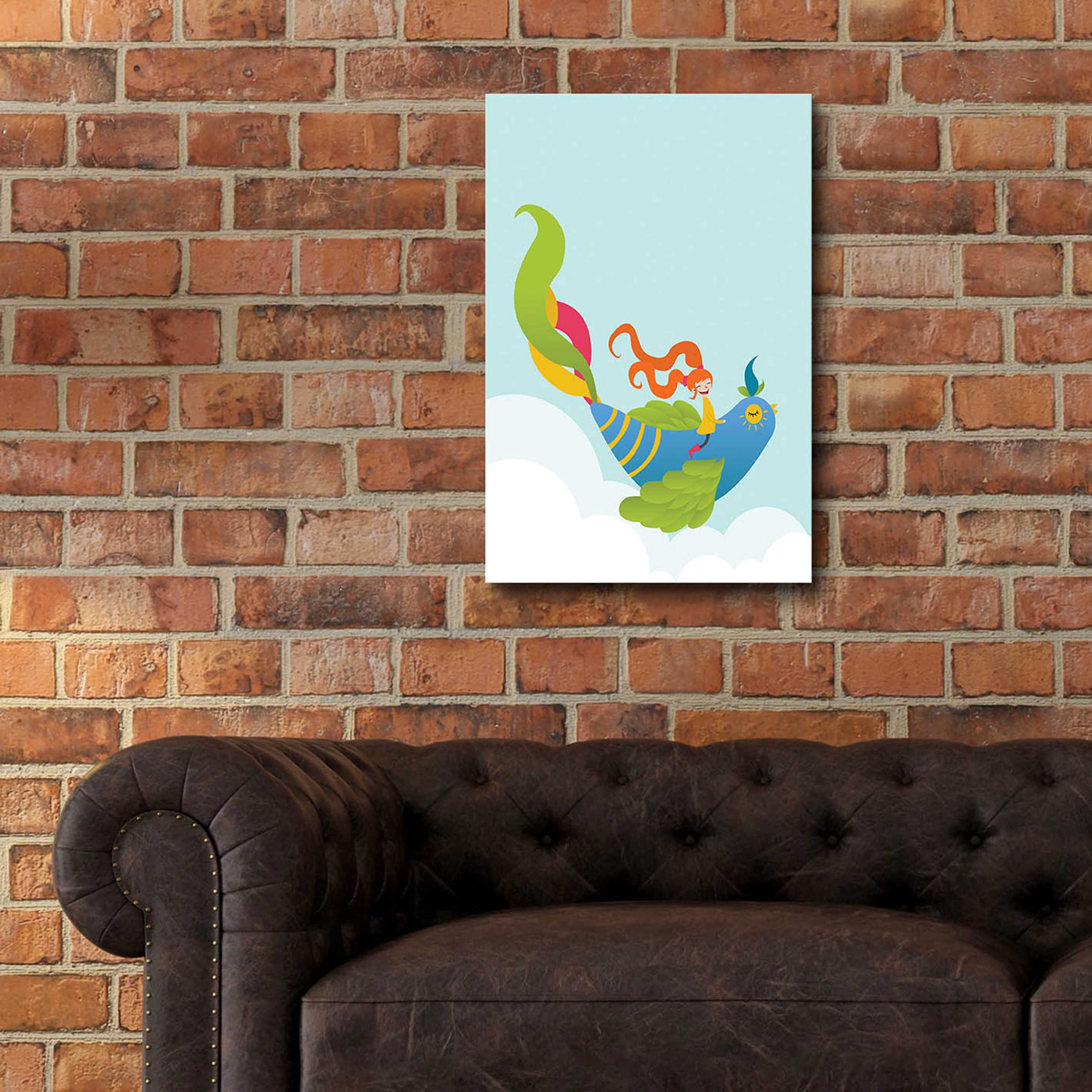 Volkan Dalyan 'Bird and Girl' Acrylic Glass Wall Art - 16x24 Inches Modern Home Decor, Living Room & Bedroom Abstract Painting for Contemporary Interior Design