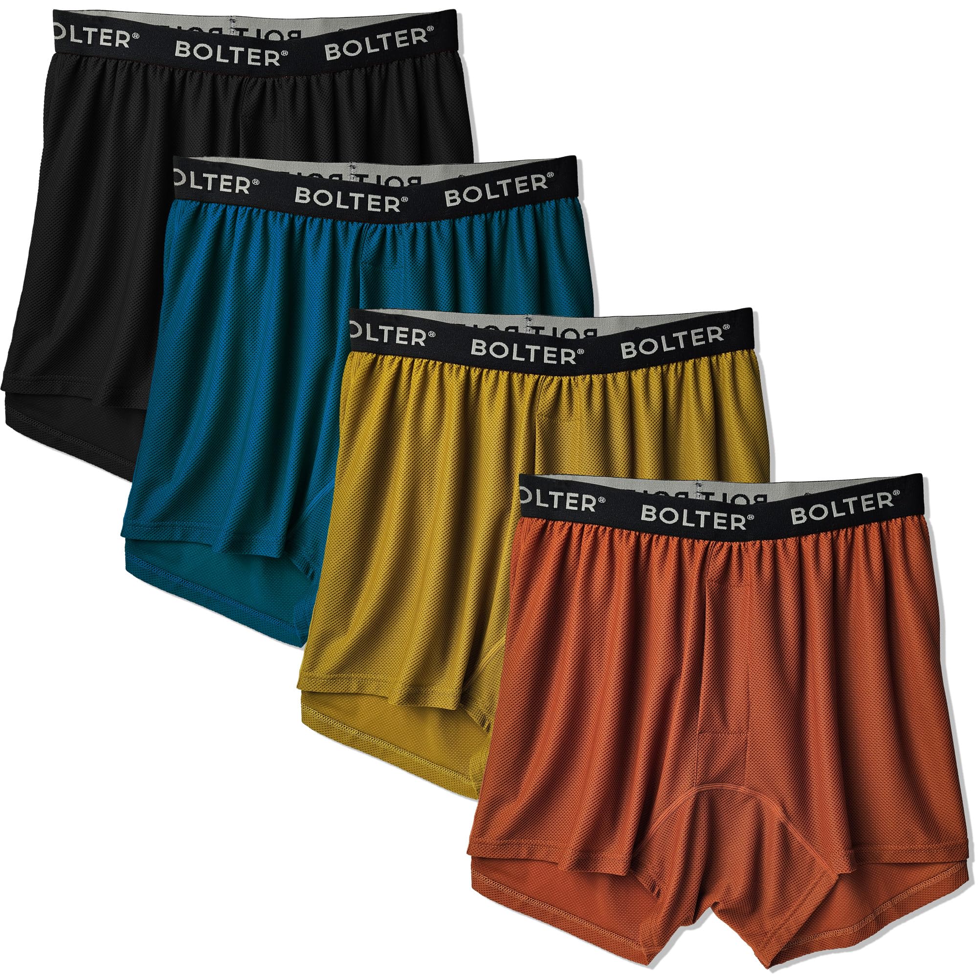 Bolter Men's 4 Pack Performance Boxer Briefs - Soft Breathable Underwear for Active Lifestyle, Workout & Everyday Comfort