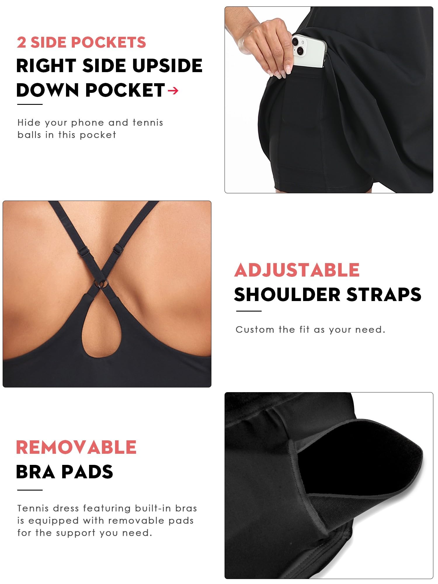 Women's Athletic Tennis Dress with Built-in Bra & Shorts - Breathable Workout Golf Dress for Sports & Exercise - Perfect for Tennis, Golf, Gym & Outdoor Activities