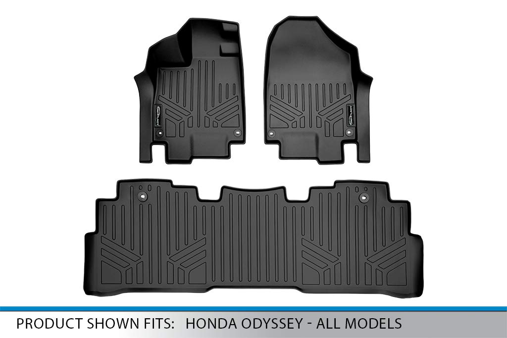 SMARTLINER Custom Fit All-Weather Floor Mats for 2018-2025 Honda Odyssey - 2 Row Premium Car Mats Set (Black) - Durable, Non-Slip Protection for SUV & Minivan - Perfect for Family Road Trips, Daily Commutes & Winter Weather