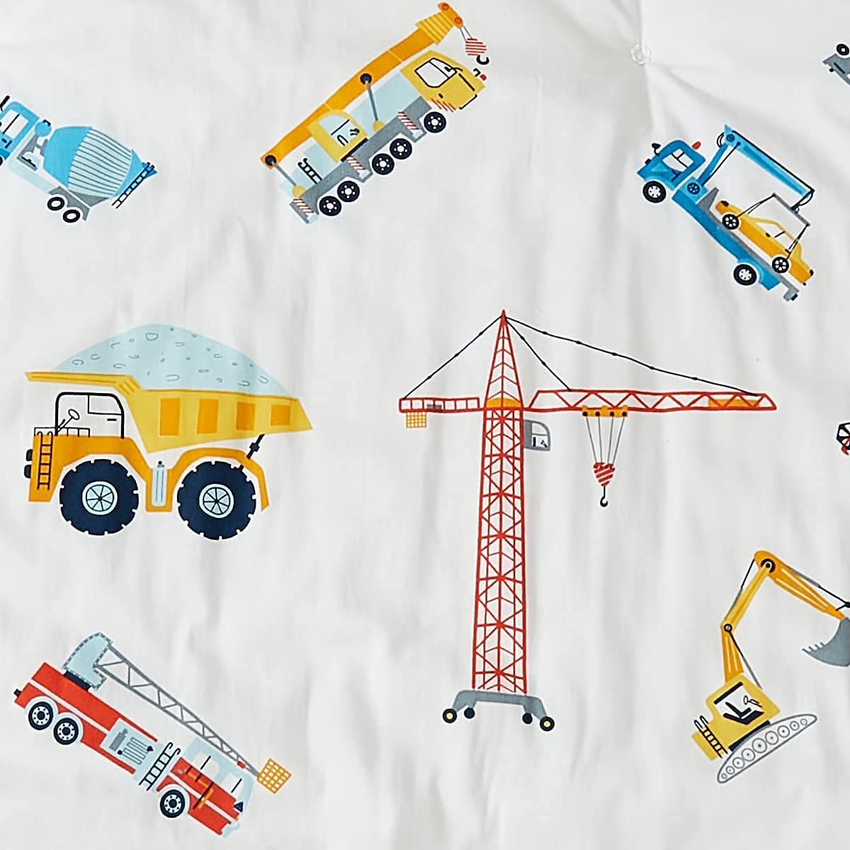 Brandream Boys Construction Truck Nursery Bedding Set - 3 Piece Cotton Crib Set with Comforter, Fitted Sheet & Bed Skirt | Excavator, Vehicle Theme in Blue, Yellow, Red & White | Perfect for Baby Showers, Nursery Decor & Toddler Rooms