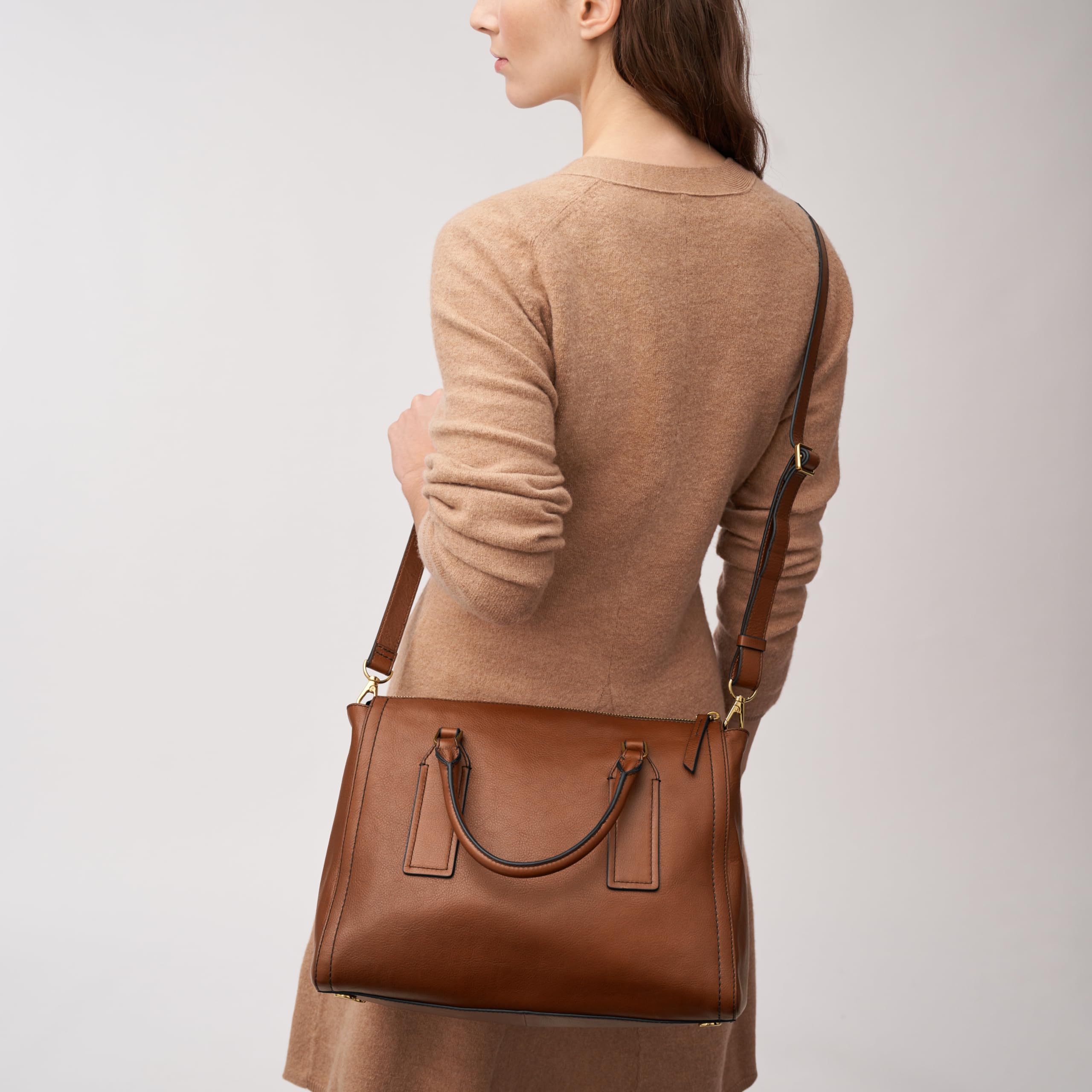 Fossil Women's Parker Genuine Leather Satchel Handbag - Stylish Crossbody Purse for Work, Travel & Everyday Use