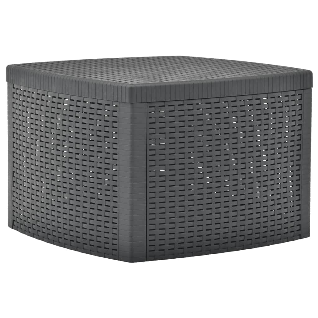Outdoor Side Table with Storage - Small End Table for Coffee, Patio, Balcony, Backyard, Poolside & Sunroom - Anthracite Plastic Coffee Table 21.3