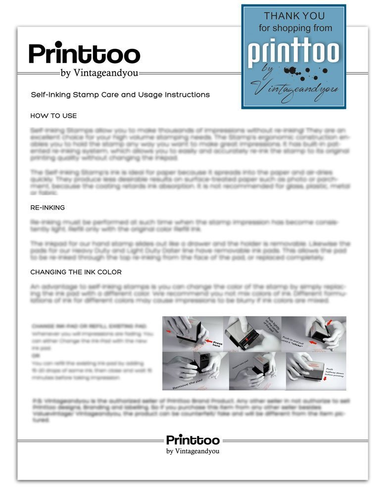 Printtoo Self Inking Custom Rubber Stamp - Approved Office Stationery for Documents, Certificates & Business Paperwork - Black Ink