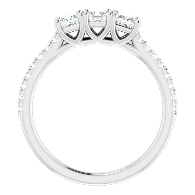 0.46 Carat Princess & Round Cut Diamond Wedding Band - 3 Stone Engagement Ring for Women - Perfect for Bridal Jewelry, Anniversary Gifts & Special Occasions