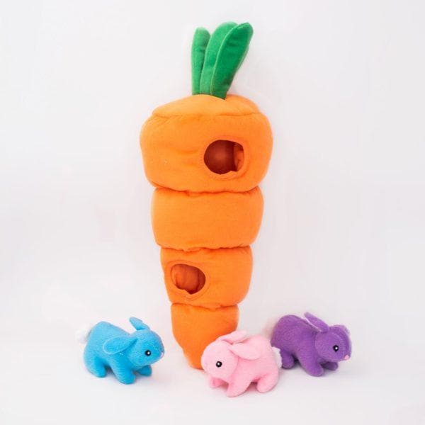 Easter Bunny Plush Toy with Carrot - Zippy Burrow Stuffed Animal for Kids, Soft & Cuddly Easter Gift (Perfect for Easter Basket Stuffers, Spring Decor & Toddler Playtime)