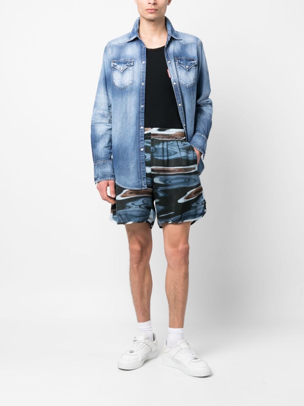 BLUE SKY INN Women's Casual Shorts - Light Blue Denim High Waist Summer Shorts for Beach, Vacation & Outdoor Activities