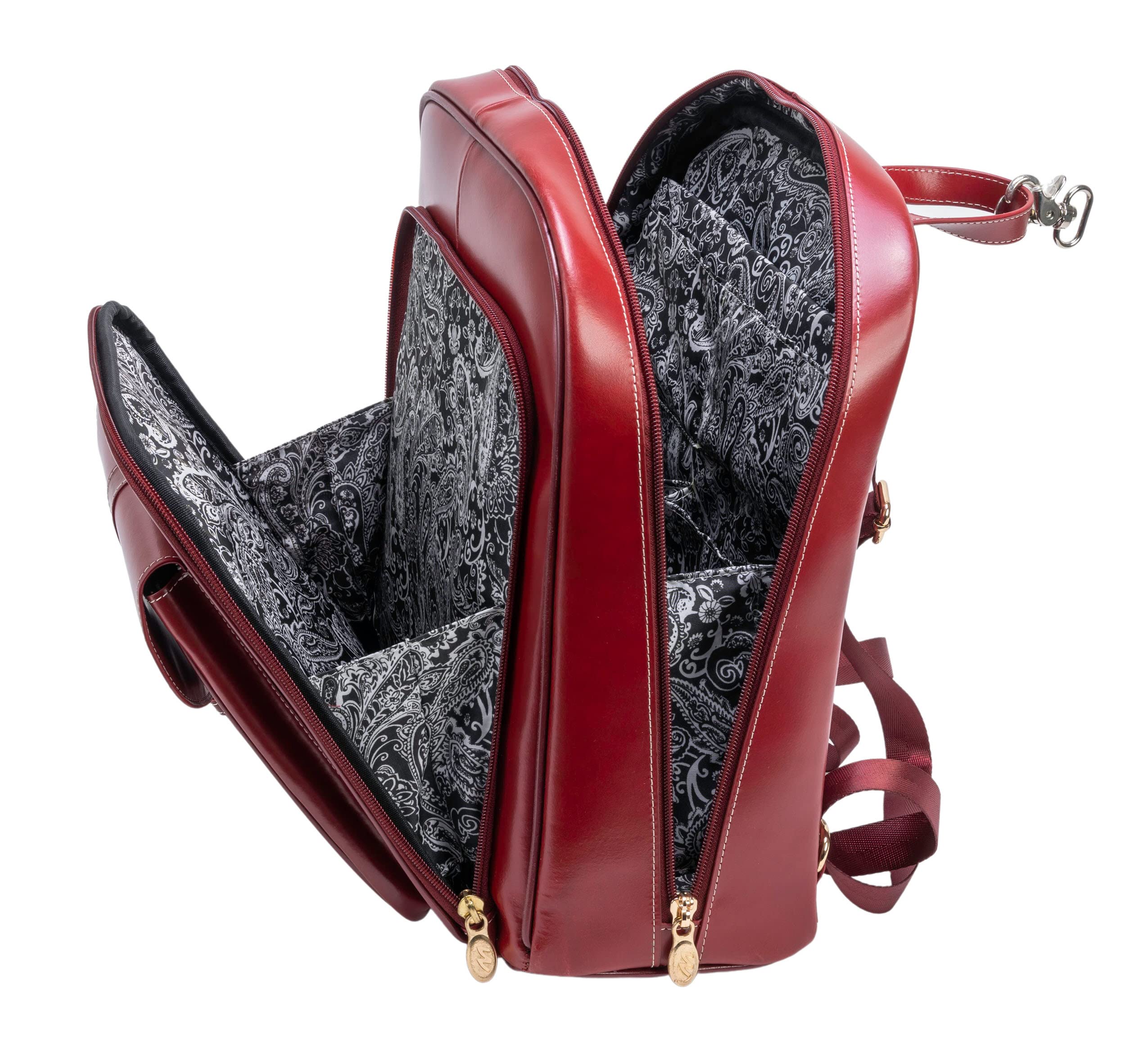 Professional Women's Leather Laptop Backpack for Business - Small Red Tablet Bag for Work, Travel & Daily Commute