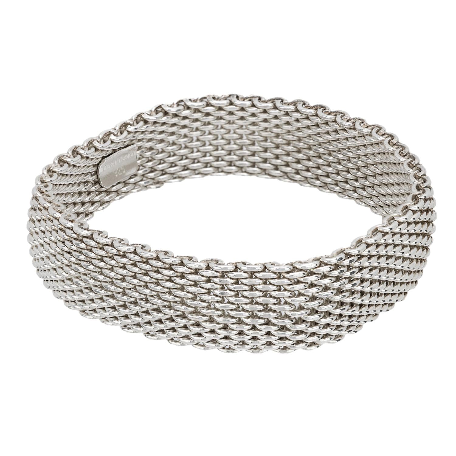 Vintage Tiffany & Co. Sterling Silver Mesh Bracelet for Women - Elegant Estate Jewelry Gift for Birthday, Anniversary & Special Occasions