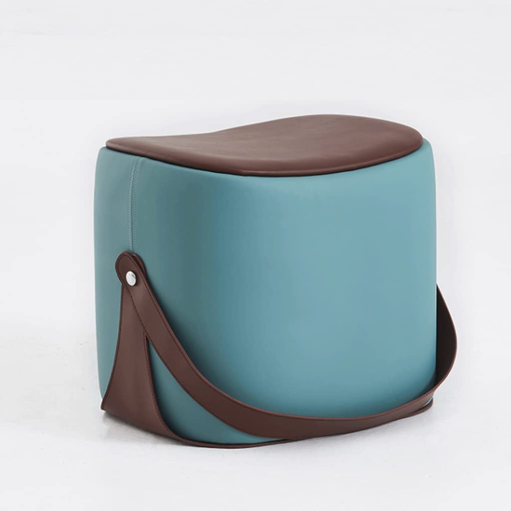 Upholstered Footstool for Sofa & Bed - Blue Foot Rest Stool for Living Room