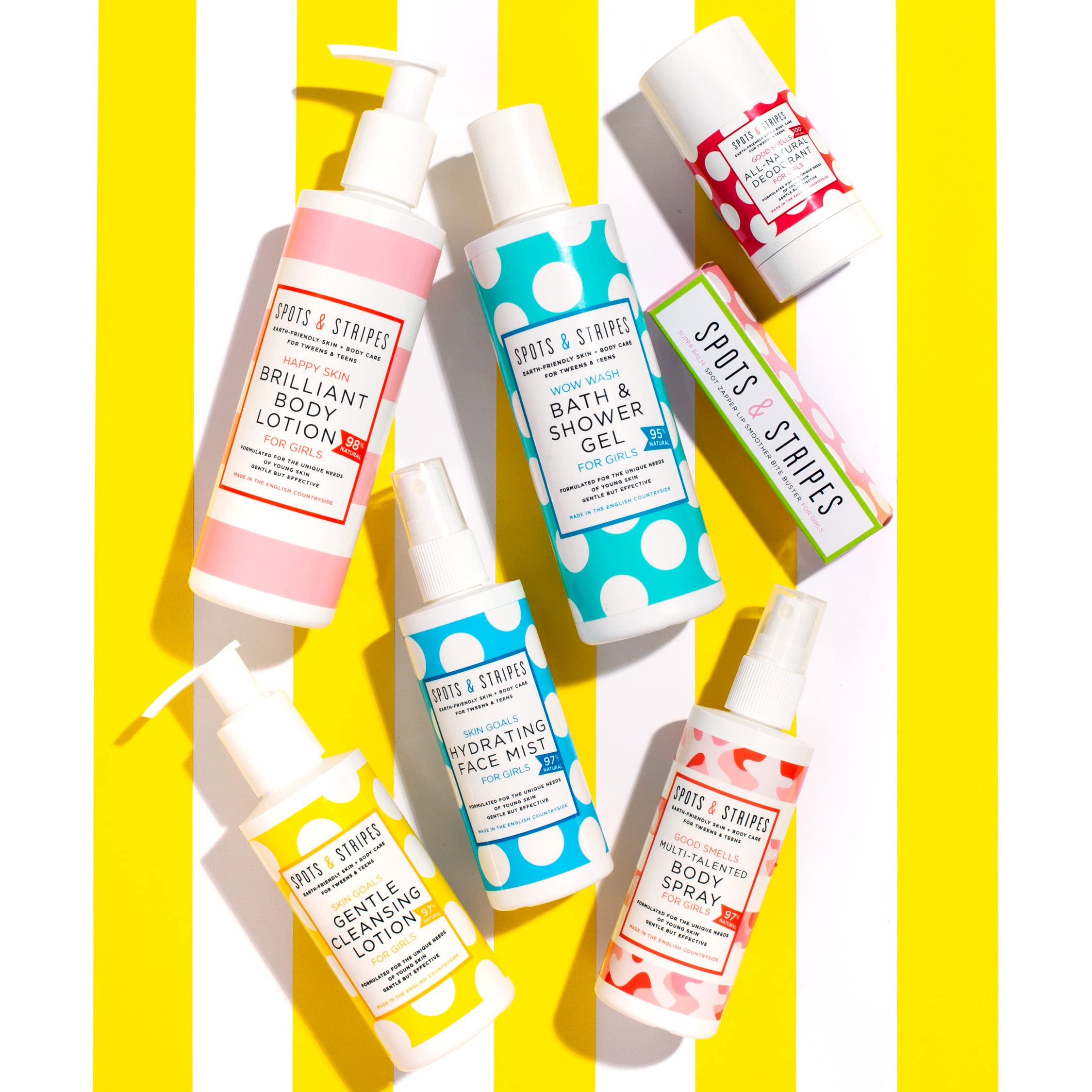 Spots & Stripes Teen Skincare Duo for Girls - Natural & Effective Face Care with Virgin Coconut, Cucumber & Aloe Vera | Gentle Blemish Treatment (150ml & 125ml) | Perfect for Daily Cleansing & Acne-Prone Teen Skin