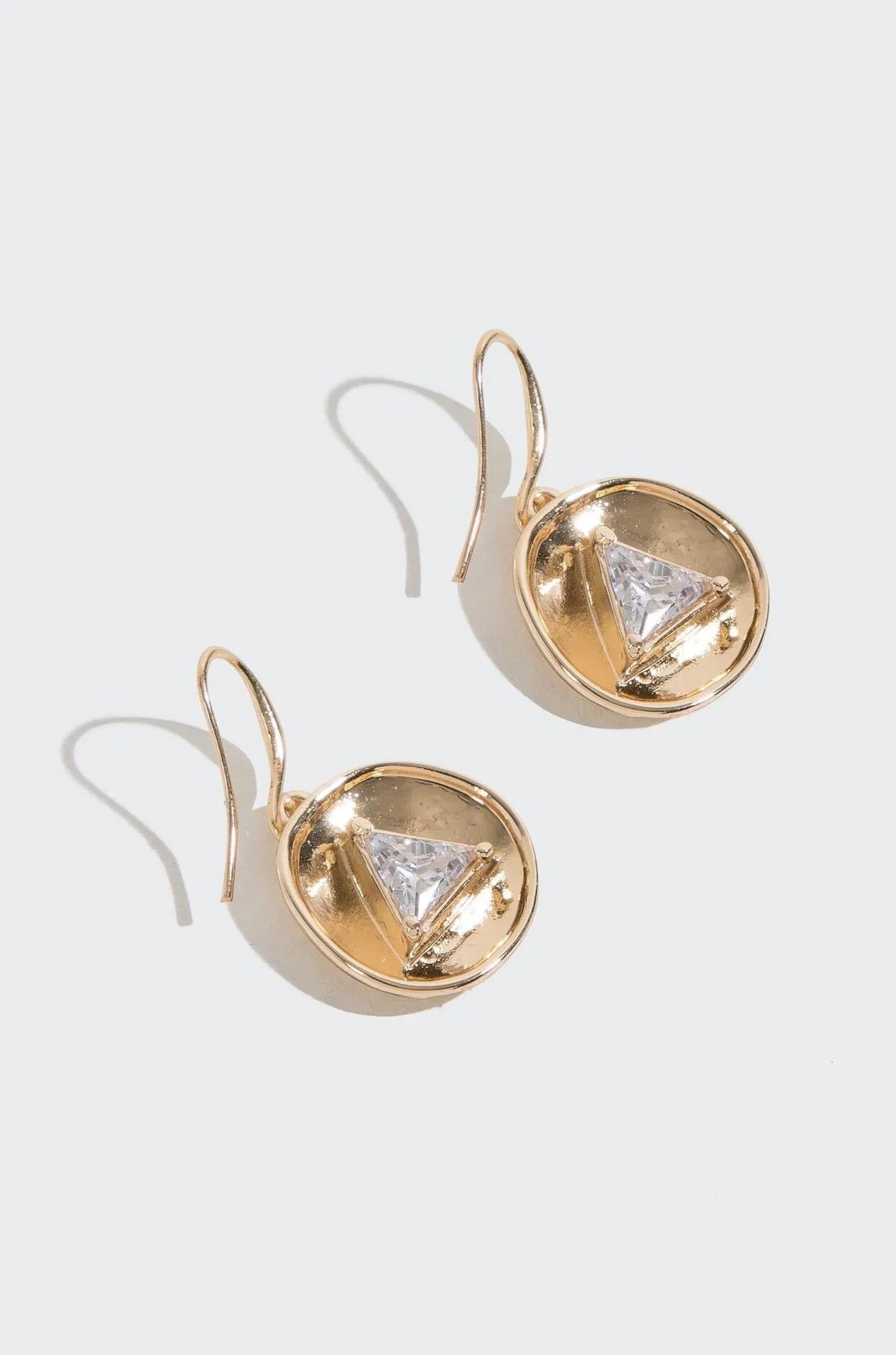 14K Gold Disc Gemstone Drop Earrings for Women - Elegant Dangle Hoop Earrings for Party, Wedding & Everyday Wear