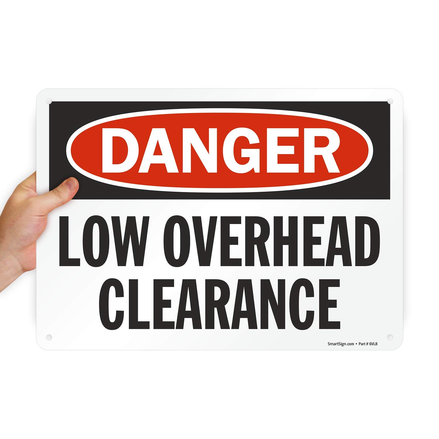 SmartSign U9-1321-NA 10x14 'Danger - Low Overhead Clearance' Aluminum Sign - 10