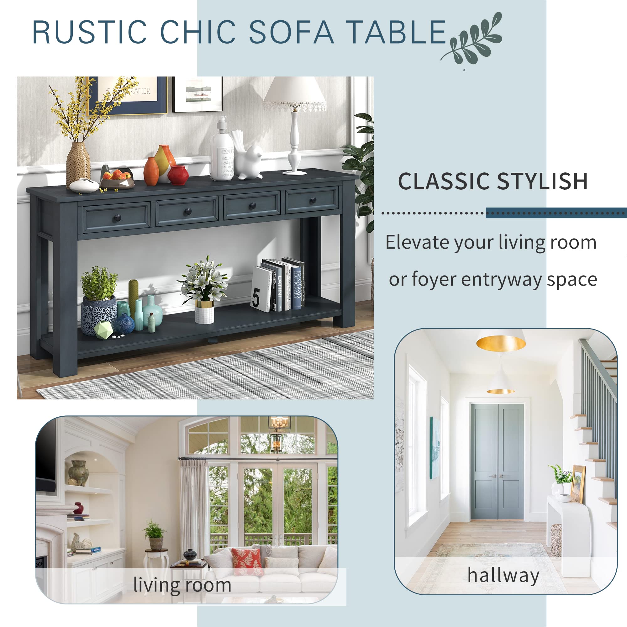 Farmhouse Console Table with Drawer - 55
