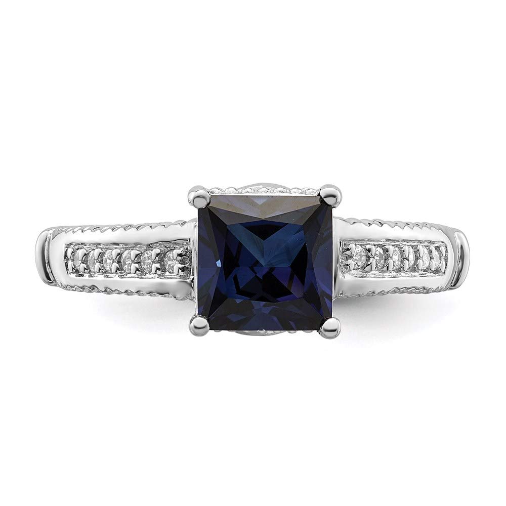 925 Sterling Silver Synthetic Blue Sapphire & Cubic Zirconia Ring - Elegant Women's Fine Jewelry Gift for Anniversary, Engagement & Special Occasions
