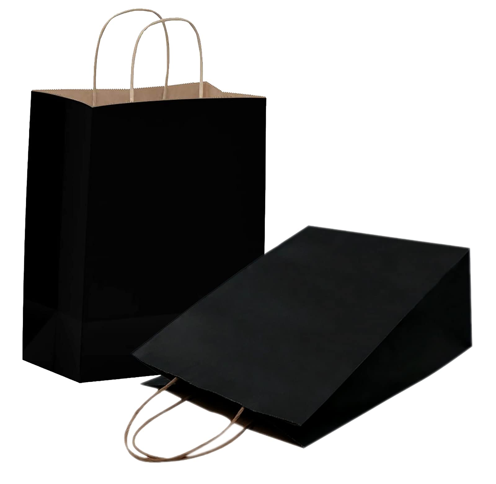 25pcs Black Gift Bags with Handles - Bulk Party Favor Paper Shopping Bags for Kids Birthday, Christmas, Baby Shower & Holiday Party Supplies - Perfect for Retail, Gift Wrapping & Event Decorations (Medium Size)