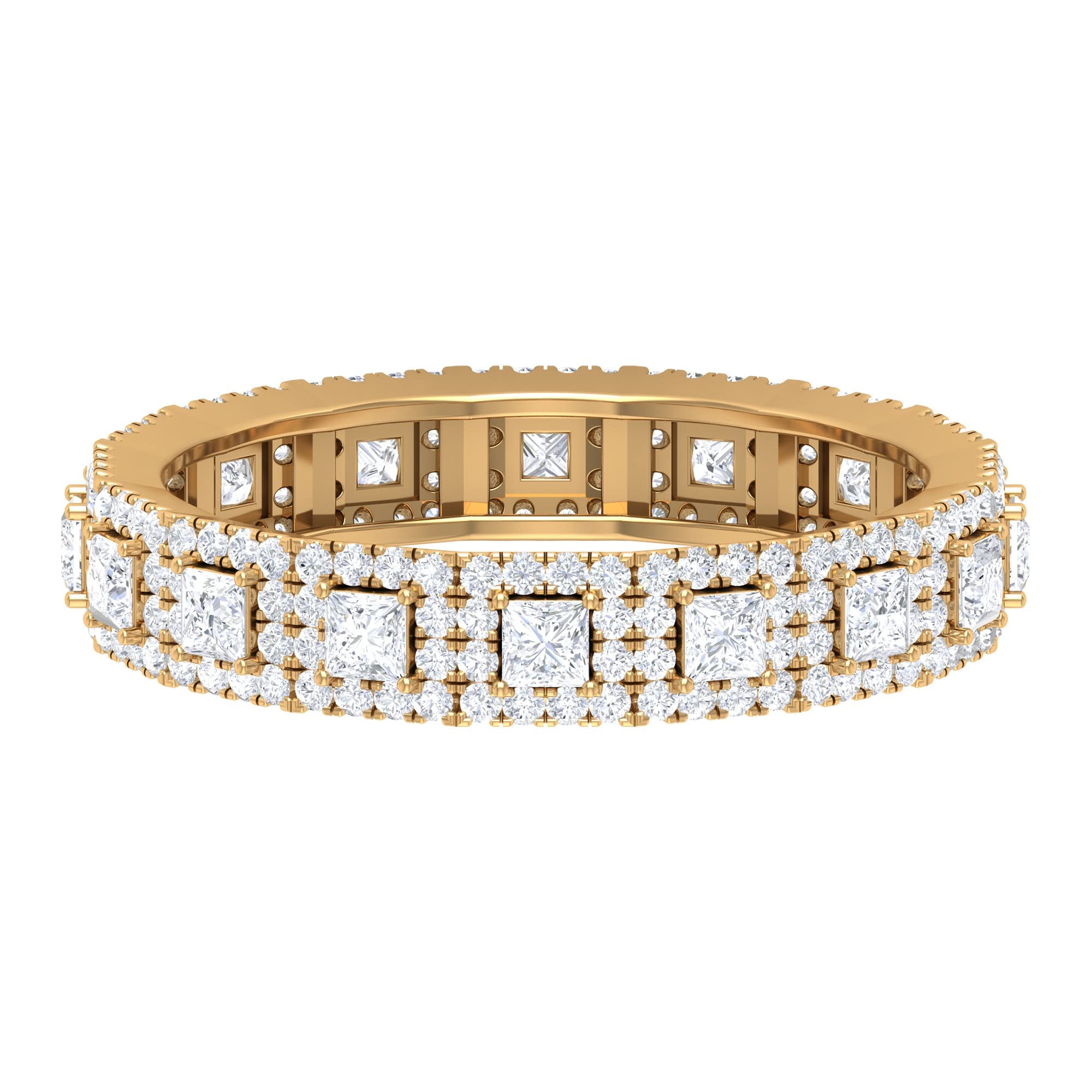 1.75 CT Princess & Round Cut Cubic Zirconia Wedding Band Ring for Women - 10K Solid Gold Designer Bridal Jewelry - Perfect for Engagement, Anniversary & Special Occasion Gifts