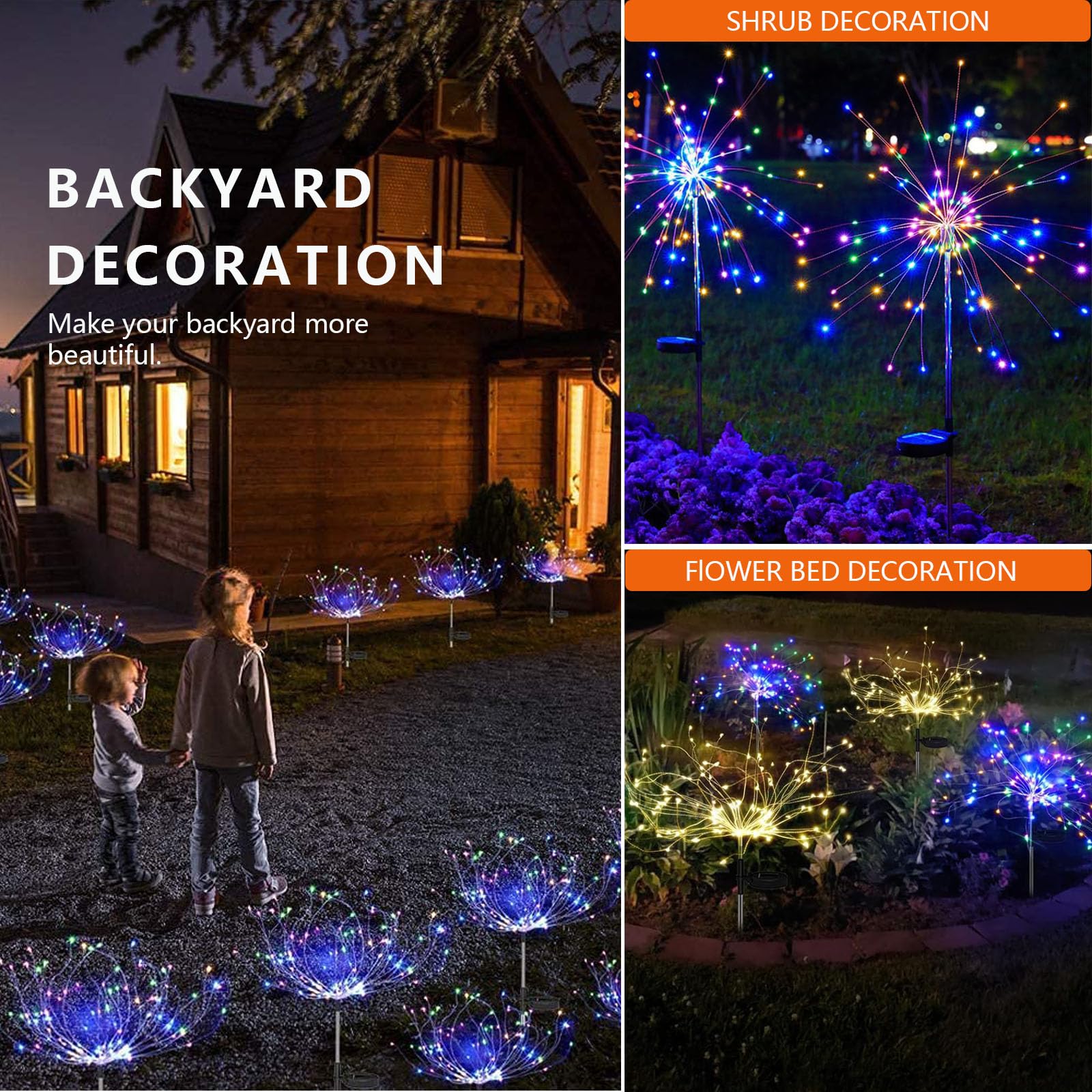 4 Pack Solar Firework Lights - 150 LED Waterproof Outdoor Fairy Lights for Garden, Yard, Patio - Perfect for Christmas, Wedding, Party & Romantic Decor (Starburst Design) | Create Magical Nights with Solar-Powered Ambiance Lighting