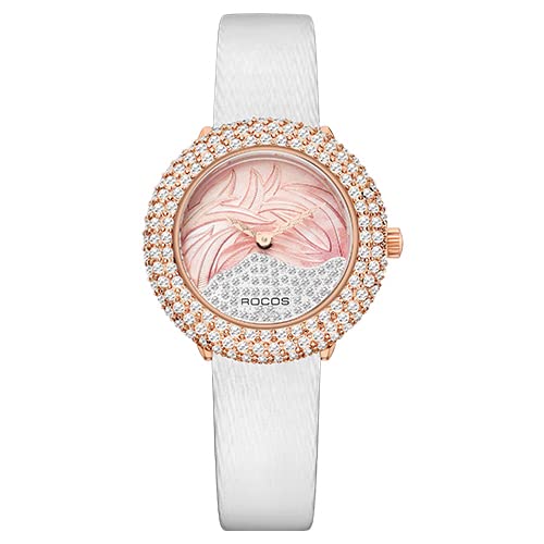 JOESD Women's Fashion Watch - Elegant Leather Strap Ladies Watch with Crystal Rhinestone Dial, Stainless Steel Case, Waterproof Quartz Movement - Perfect for Office, Party & Daily Wear (Model R00231)
