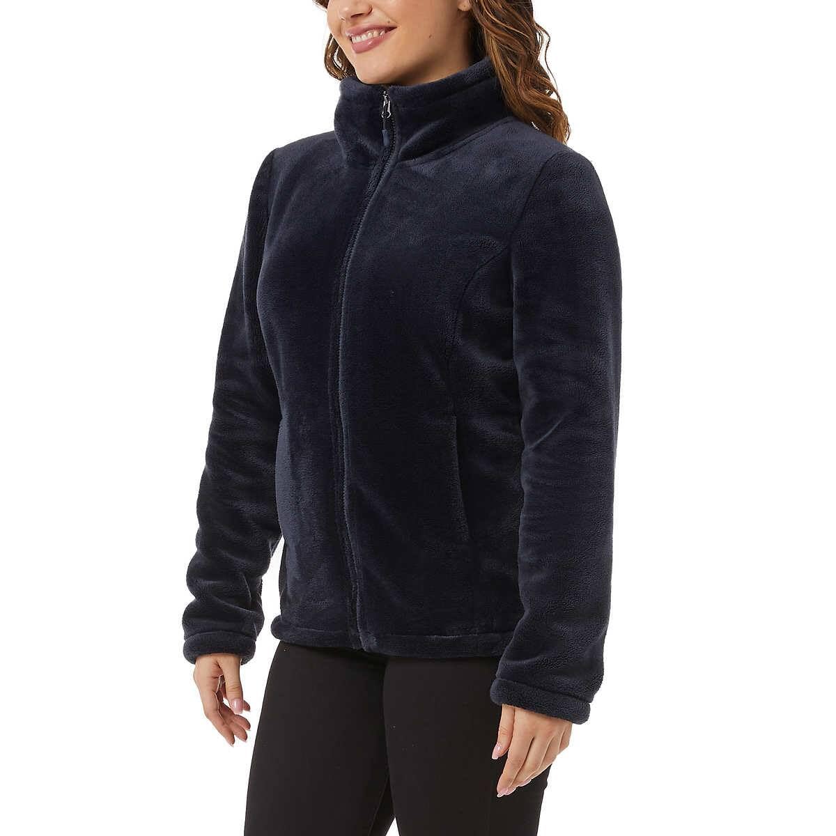32 Degrees Heat Women's Full Zip Plush Jacket - Soft Fleece Lined Winter Coat for Cold Weather, Outdoor Activities & Casual Wear