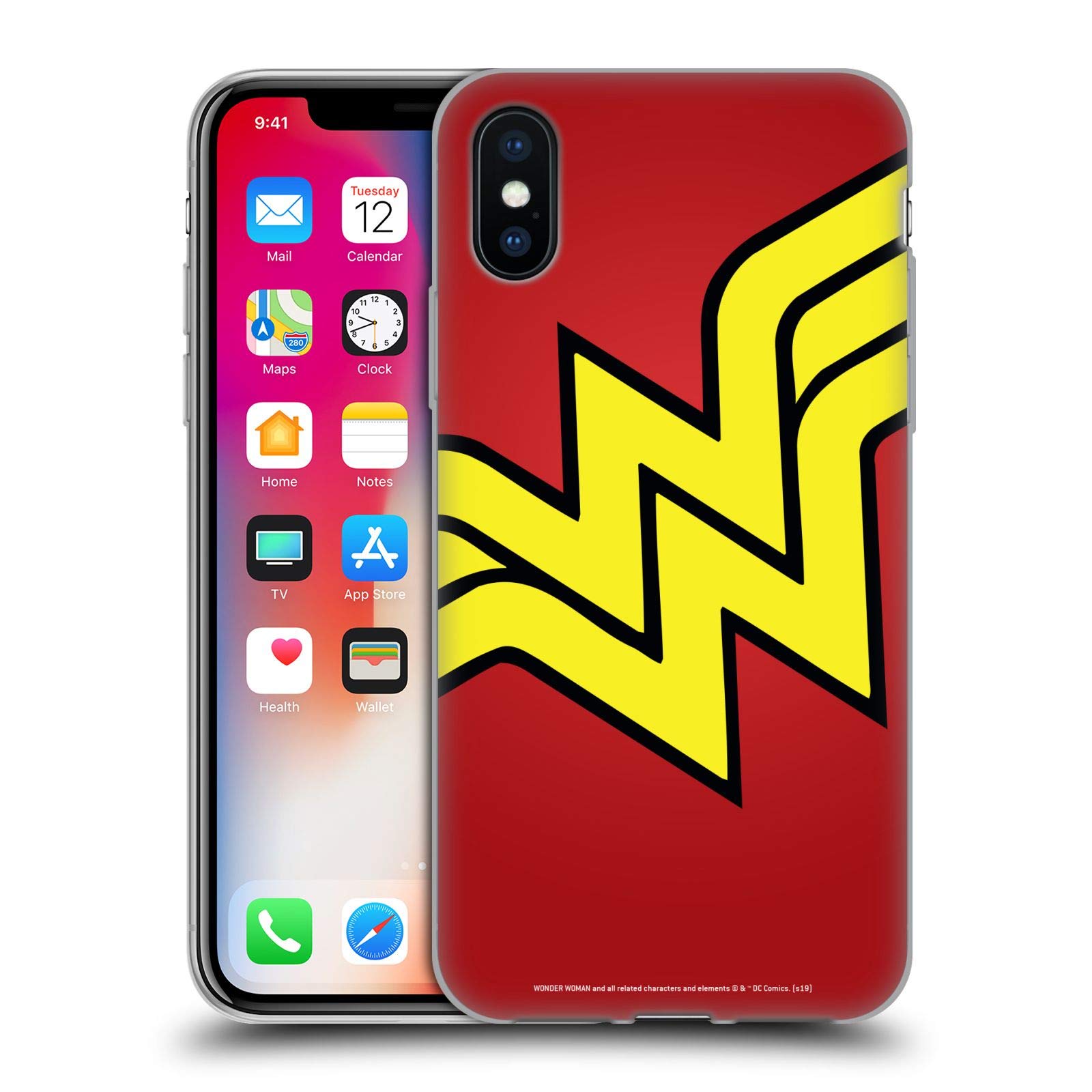 Wonder Woman DC Comics Officially Licensed Soft Gel Phone Case for Apple iPhone X/Xs - Durable Oversized Logo Design - Perfect for Superhero Fans & Daily Protection