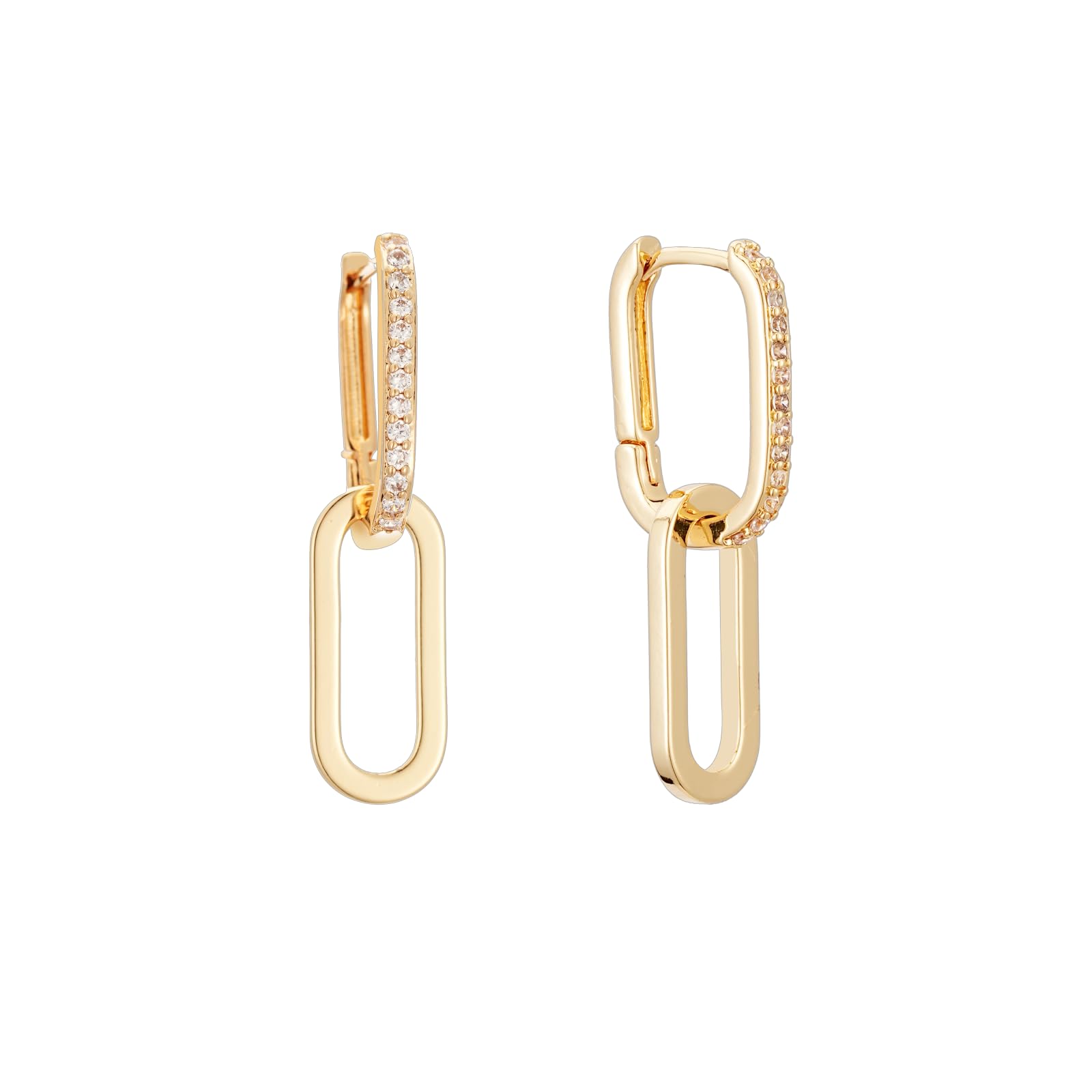 18K Gold Plated Paperclip Chain Link Earrings for Women - Trendy Rectangle Drop Dangle Hoop Earrings - Elegant Statement Jewelry Gift for Wedding, Party & Everyday Wear