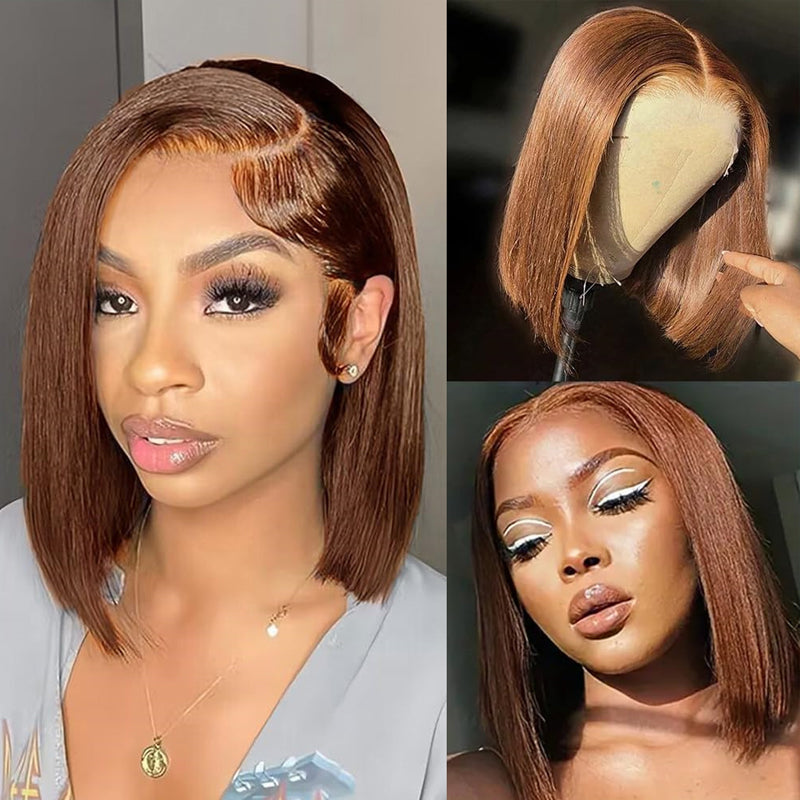 Eullair Blonde Straight Short Bob 13x4 Lace Front Wig - 100% Human Hair for Women & Girls | Summer Fashion, Cosplay, Daily Wear & Special Occasions