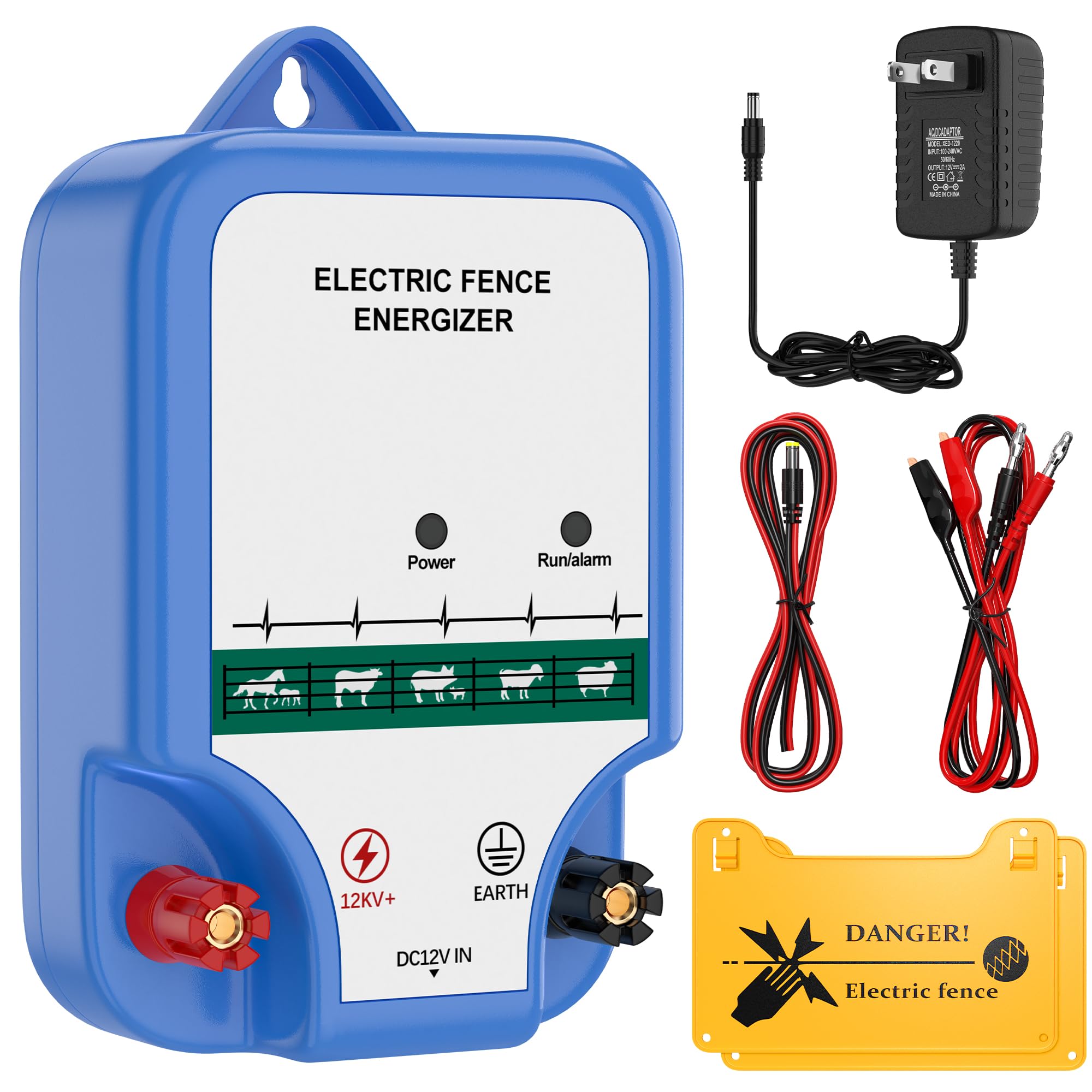Azmall Electric Fence Charger Kit - 10 Mile/3J Livestock Fence Energizer for Cattle, Poultry & Pets | Weatherproof Farm & Garden Electric Fence System | Ideal for Protecting Animals from Predators & Securing Property Boundaries