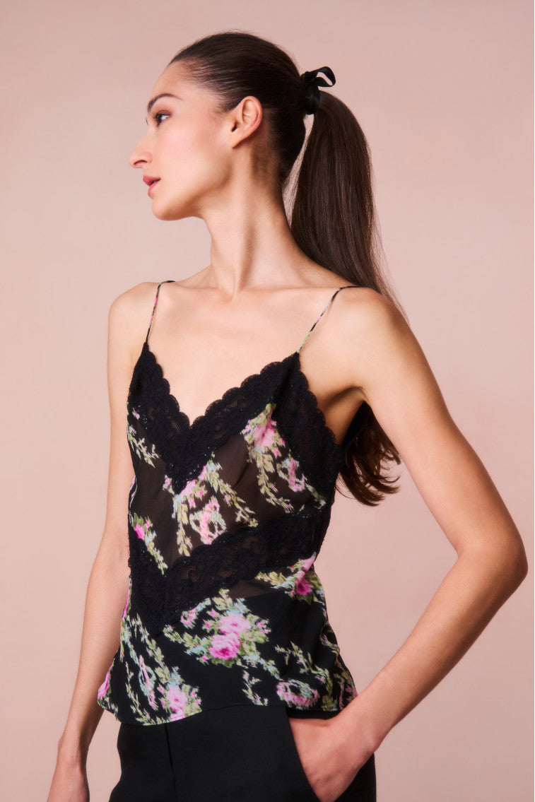 Brimsley Floral Lace Trimmed Top - Elegant Women's Blouse for Casual Wear, Date Nights & Special Occasions