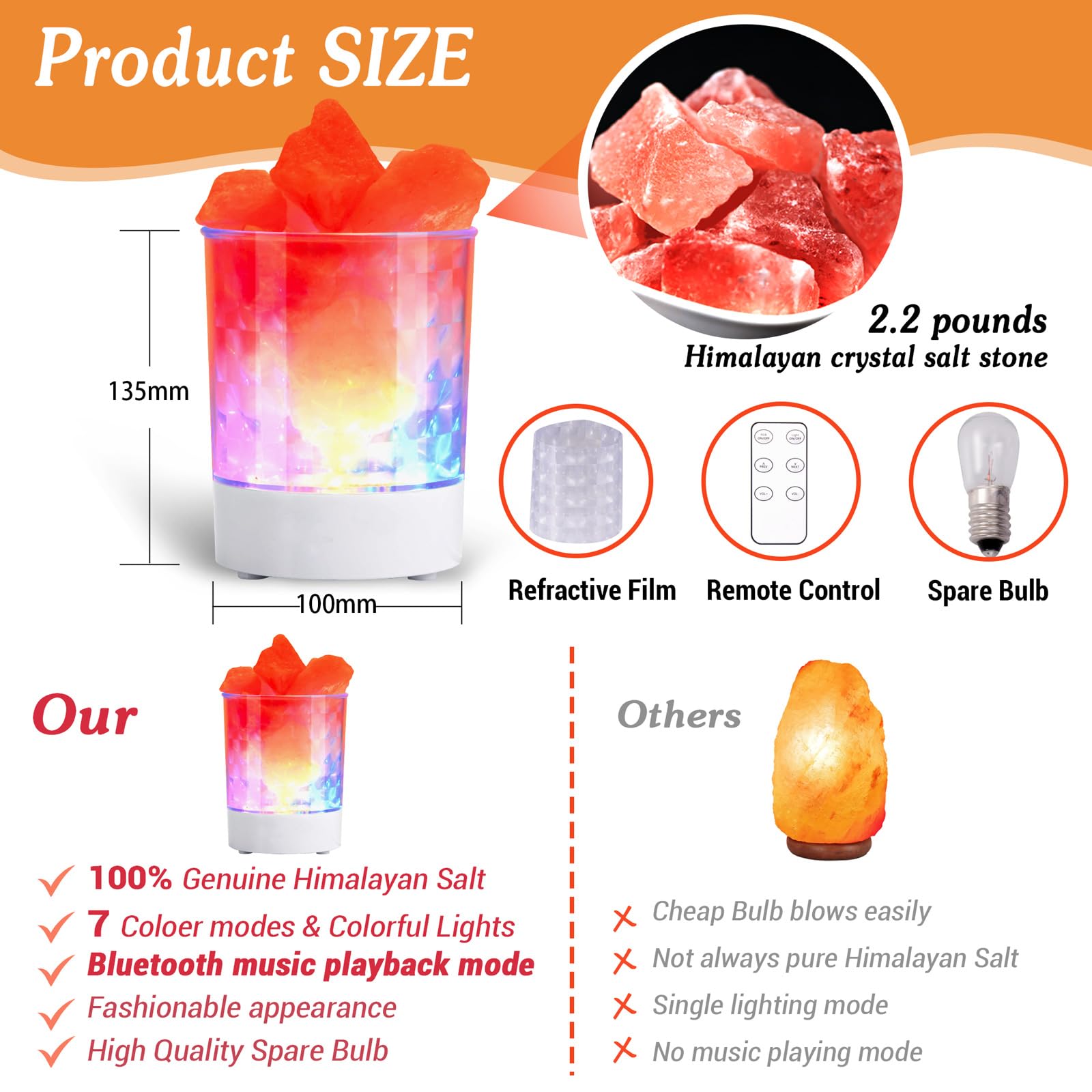 Himalayan Salt Lamp with Dimmer - Natural Crystal Rock Night Light, Sleep Aid & Aromatherapy Diffuser for Relaxation - Perfect Gift for Bedroom, Yoga, Meditation & Stress Relief