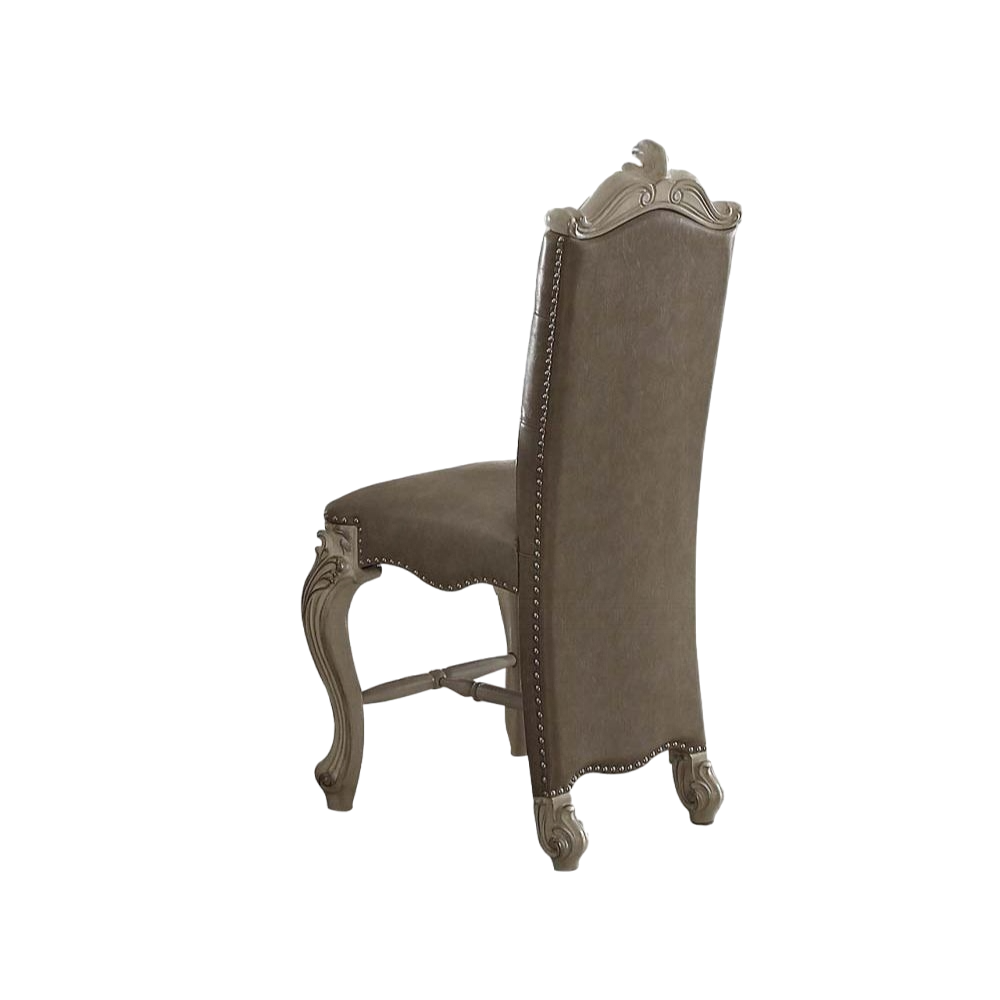 Brown & Bone White Padded Counter Height Bar Stools (Set of 2) - Modern Kitchen Island Chairs for Dining, Breakfast Nook & Home Bar Seating