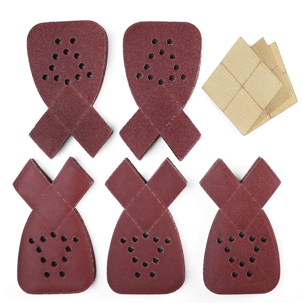 50PCS Sanding Sheets for Black & Decker Mouse Sanders - 60/80/120/150/220 Grit Hook & Loop Sandpaper Assortment with Extra Tips - Replacement Sanding Pads for Woodworking, Furniture Refinishing & DIY Projects