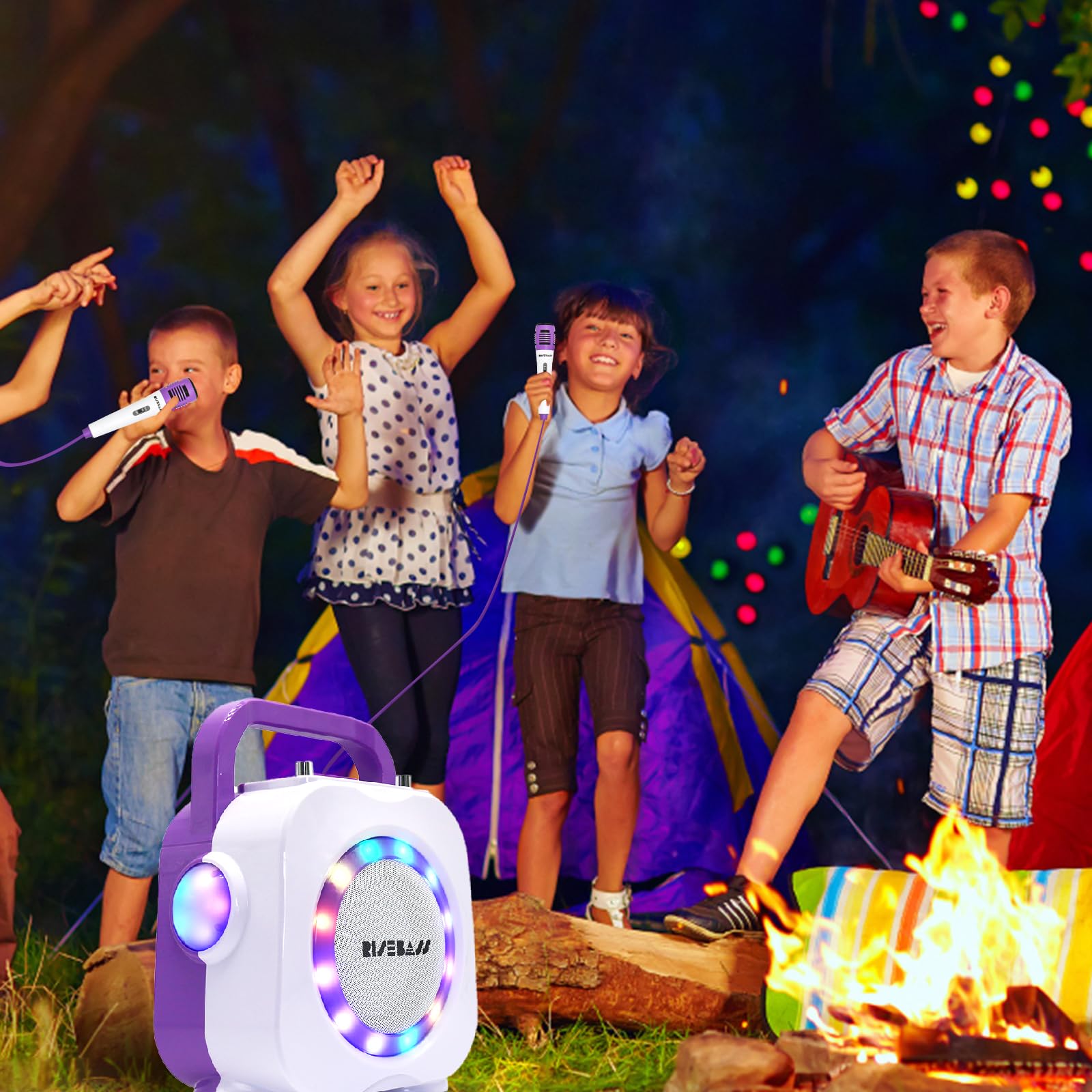 Kids Karaoke Machine with Bluetooth Speaker & 2 Microphones - Portable Singing Toy for Boys & Girls Ages 2+ | Perfect Birthday Gift for Home Parties, Playdates & Family Entertainment