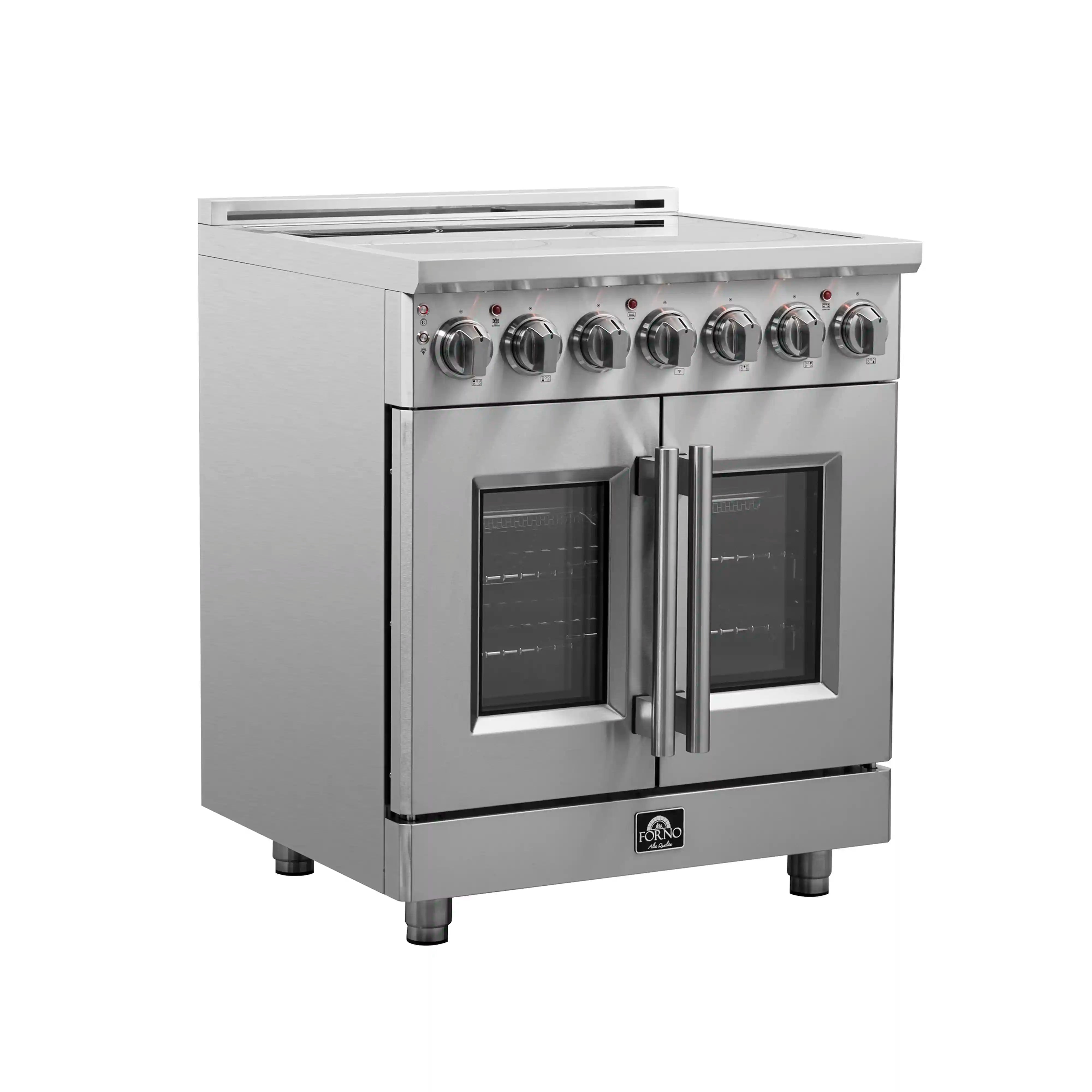 Forno Massimo 30 Inch Freestanding French Door Electric Range - Stainless Steel (FFSEL6955 30) | Professional Kitchen Appliance for Home Cooking & Baking