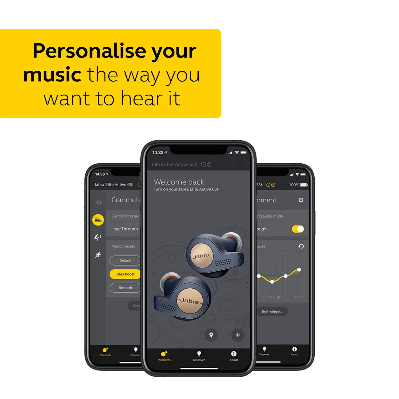 Jabra Elite Active 65t True Wireless Bluetooth Earbuds with Charging Case - Secure Fit, Superior Sound & Long Battery Life - Titanium Black - Perfect for Running, Workouts & Commuting