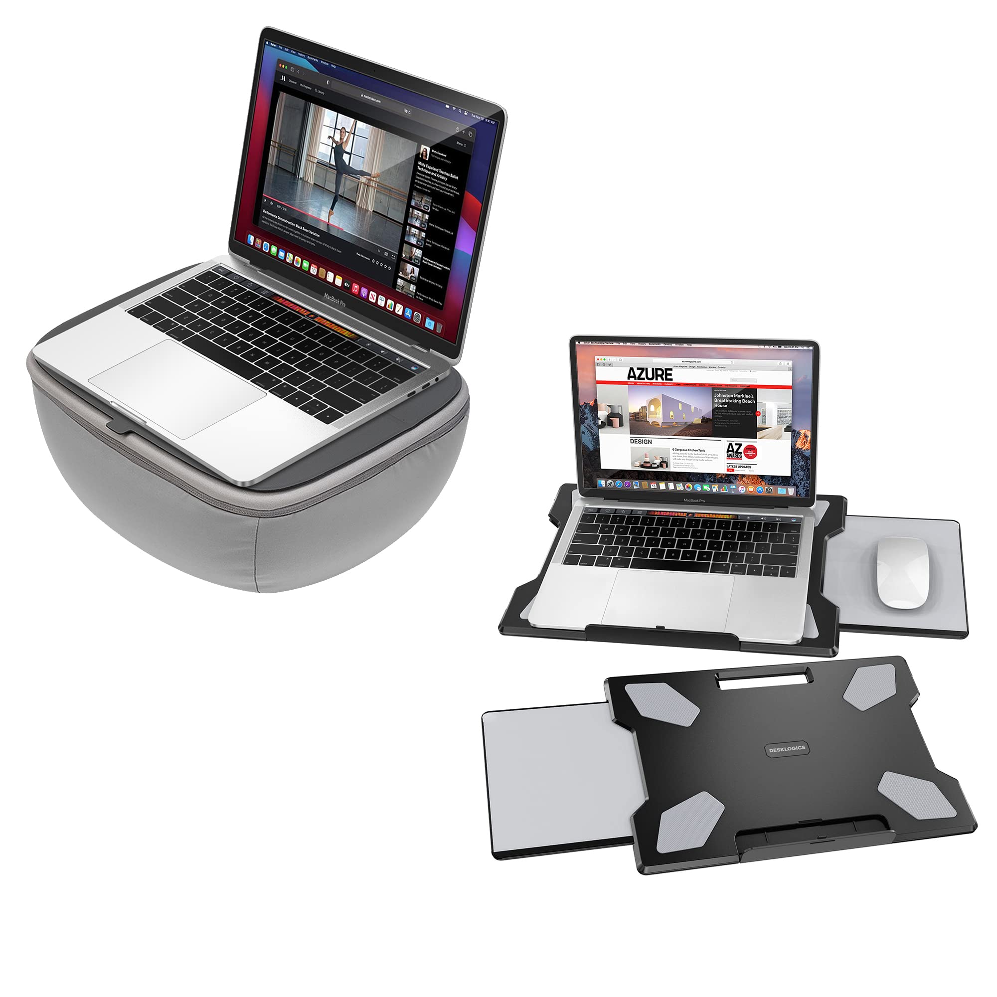 Ultra-Thick Lap Desk with Cushion & Portable Laptop Desk with Mouse Pad - Ergonomic Laptop Tray for Work, Study & Gaming (TH-4G + LD-6B) - Perfect for Home Office, Bed, Couch & Travel Use