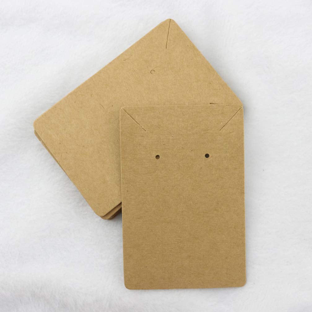100pcs Kraft Paper Earring & Necklace Display Cards - Blank Jewelry Packaging Cards with Hooks for Earrings Organizer, Necklace Holder - Perfect for Boutique, Craft Shows & Retail Jewelry Displays