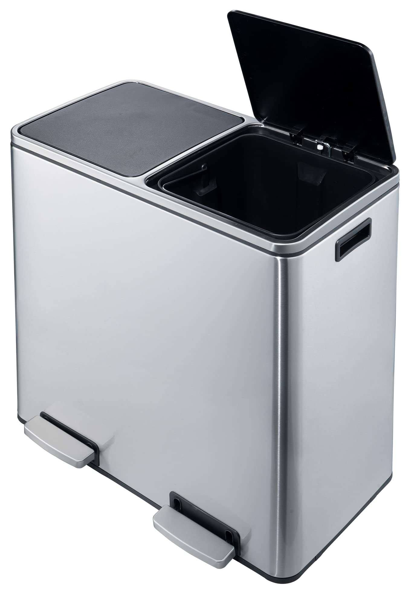 Heim Concept 60L Stainless Steel Trash Can with Lid - Silver | Large Kitchen & Office Garbage Bin for Home, Restaurant & Commercial Use
