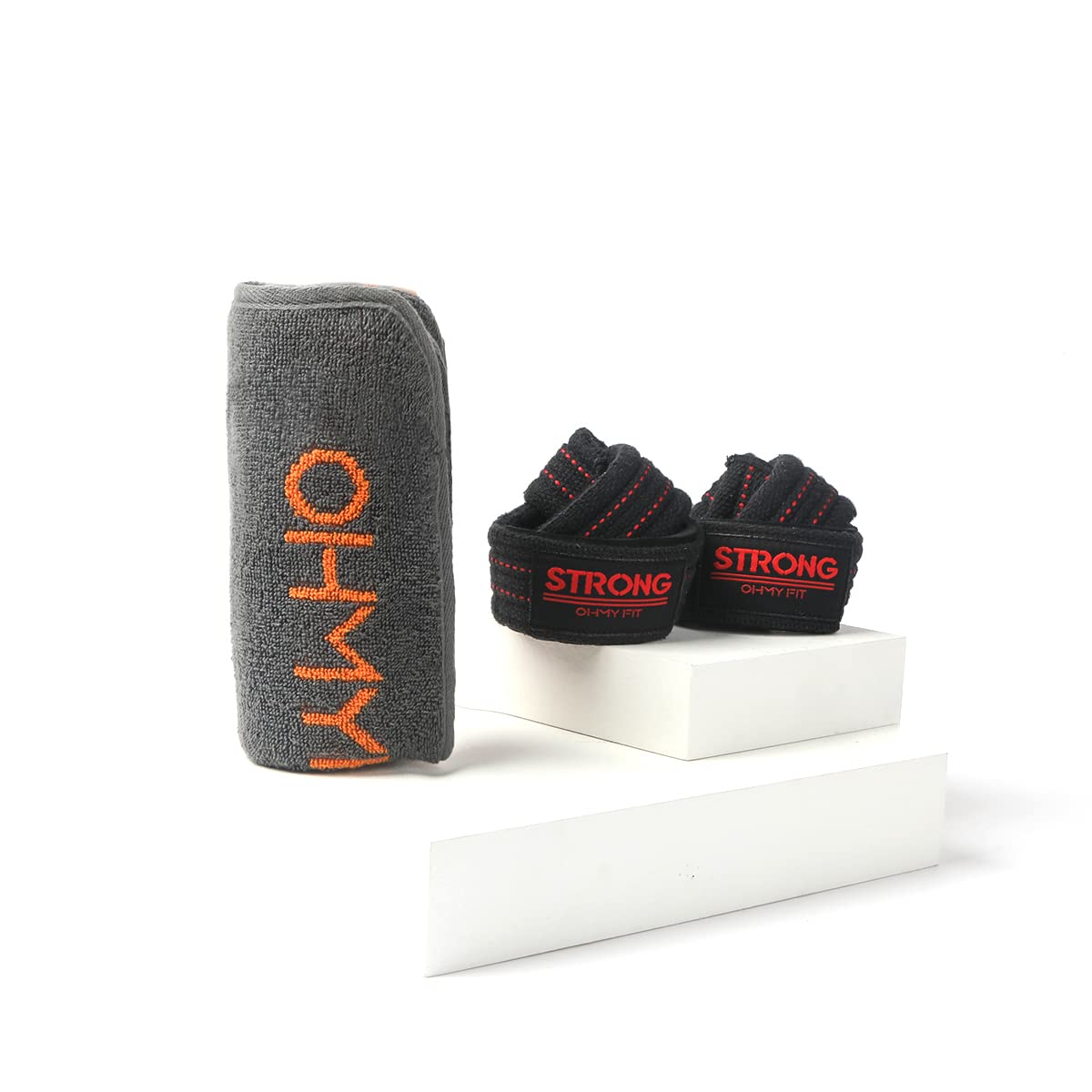 Premium Padded Cotton Power Lifting Straps & Smart Gym Towel with Zippered Pocket - Workout Essentials Bundle for Weightlifting, CrossFit & Strength Training