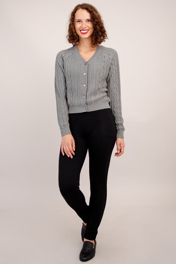 Bena Cotton Cardigan for Women - Soft Grey Knit Sweater - Comfortable & Stylish for Fall, Winter & Layering Outfits