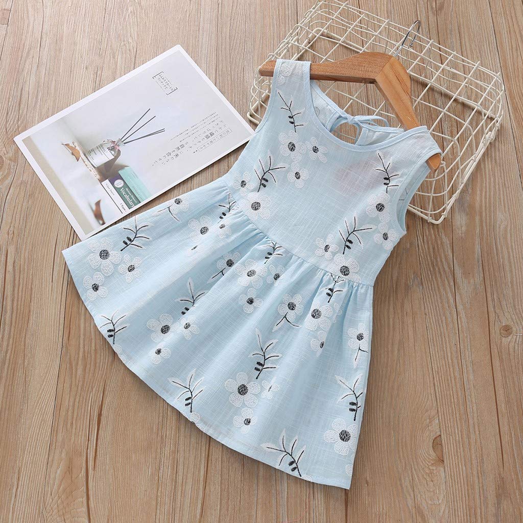 **Princess Dresses for Girls - Sleeveless Baby Flower Print Summer Dress | Perfect for Birthday Parties, Photo Shoots & Special Occasions**